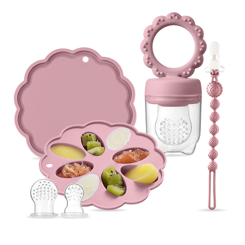 Baby Food Pouches 1 Year Old - ที่ป้อนผลไม้ซิลิโคนสำหรับเด็ก & ถาดแช่แข็งขนมขนาดเล็ก & คลิปติดจุกนมหลอก ซิลิโคนปลอดสาร