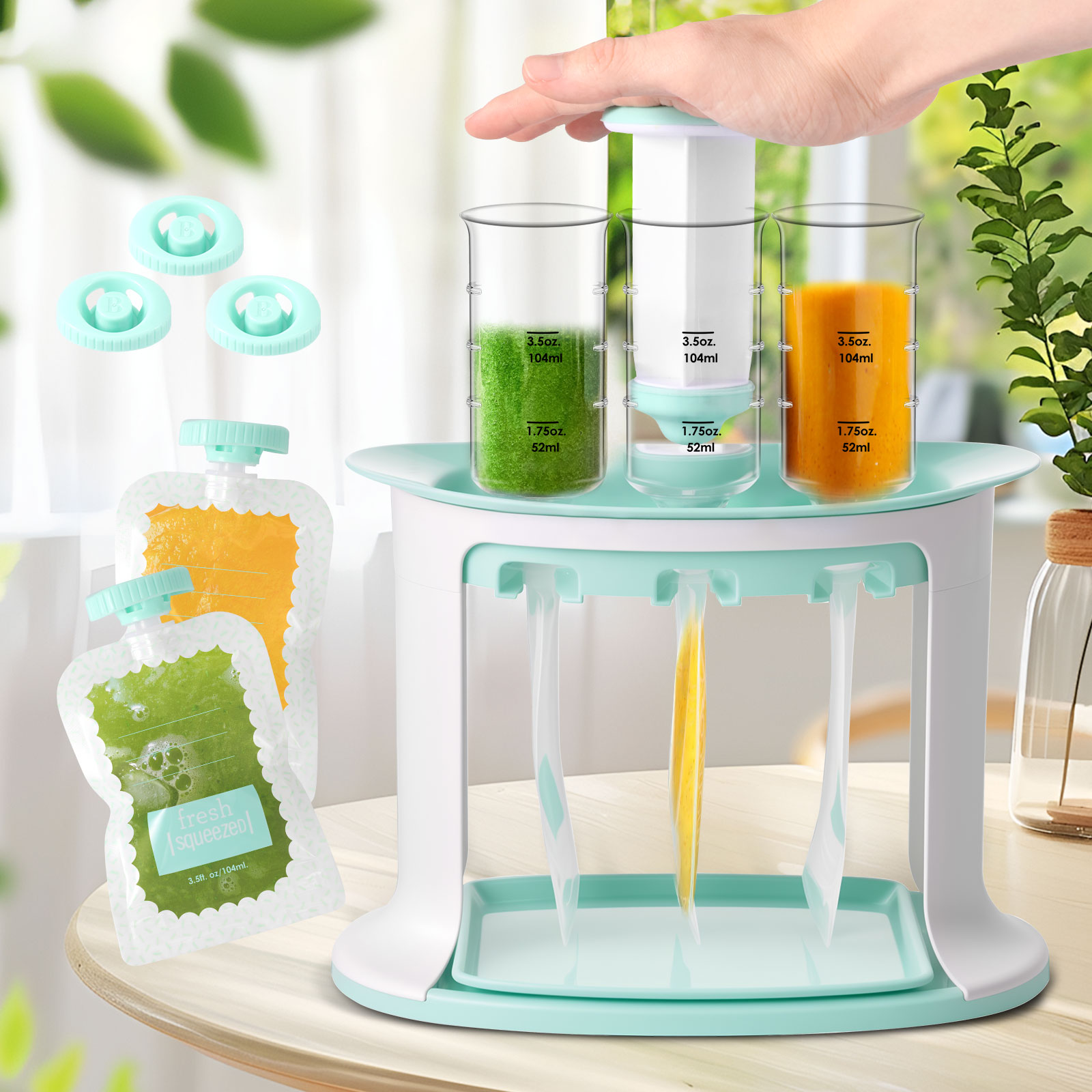 Baby Food Pouches 1 Year Old - สถานีบีบสําหรับทารกReusableผลไม้Puree POUCHบรรจุMaker 5 กระเป๋าแบบพกพากระเป๋าบรรจุสถานีสําหรับอาหารโฮมเมด