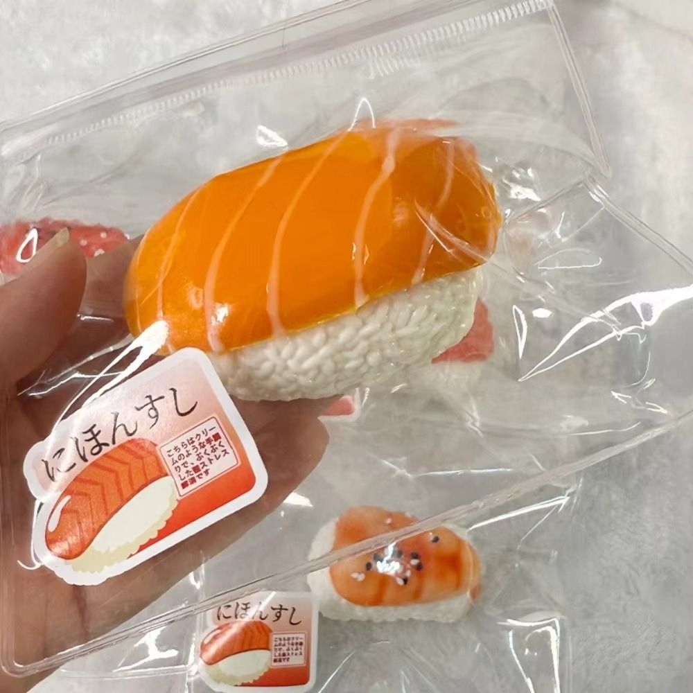 Baby Food Shrimp - ของเล่นบีบซิลิโคนรูปซูชิจำลอง อาหารจำลอง ของเล่นบีบมือทำมือรูปกุ้ง ของเล่นบีบสโลว์รีบาวด์ ของเล่นบีบสัมผัสครีมมี่ ของเล่นบีบซิลิโคนสำหรับนักเรียน
