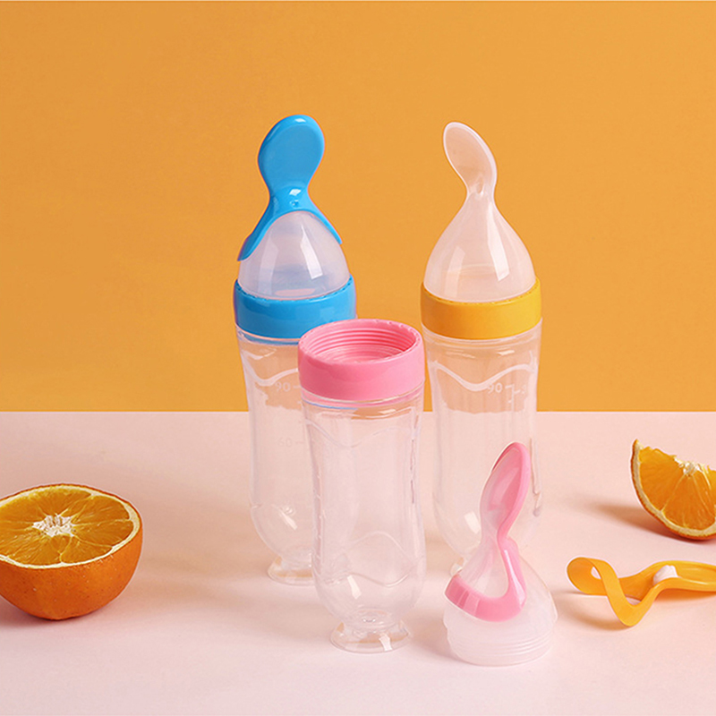 Baby Food Newborn - บีบขวดนมซิลิโคนทารกแรกเกิดการฝึกอบรมข้าวธัญพืชอาหารช้อนอาหารเสริม Feeder ปลอดภัยที่มีประโยชน์บนโต๊ะอาหารสําหรับเด็ก