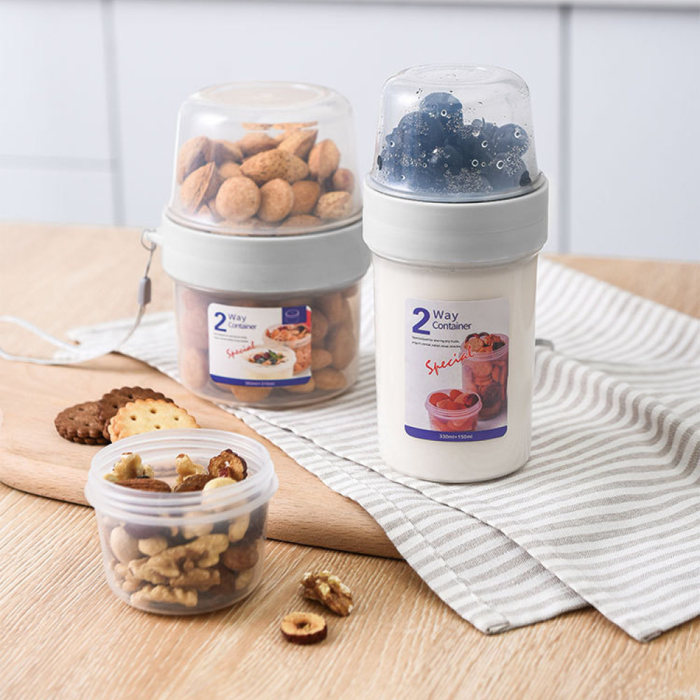 Baby Food Prep Containers - กล่องเก็บอาหารแบบพกพาสองชั้น ปิดสนิทสำหรับโยเกิร์ต สลัด ผลไม้ ขนมเด็ก อาหารเตรียมพร้อม