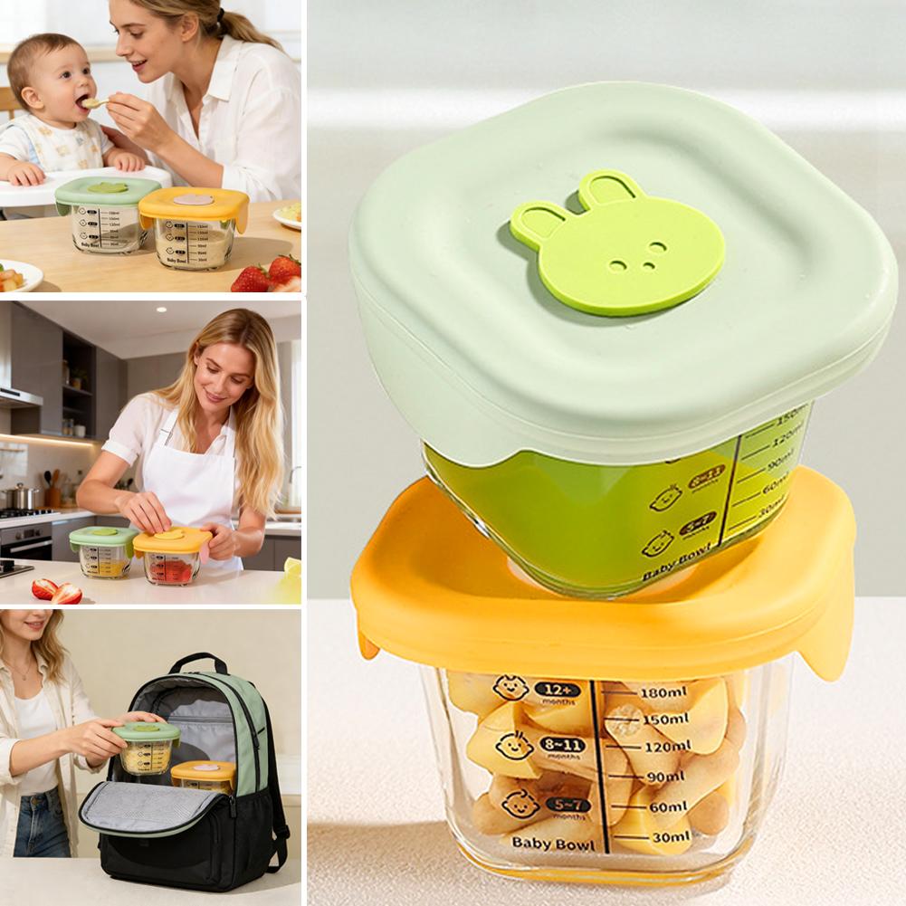 Baby Food Prep Containers - ชุดกล่องแก้วนึ่งอาหารเด็ก 2 ชิ้น กล่องเก็บอาหารเด็ก กล่องอุ่นอาหาร ไข่