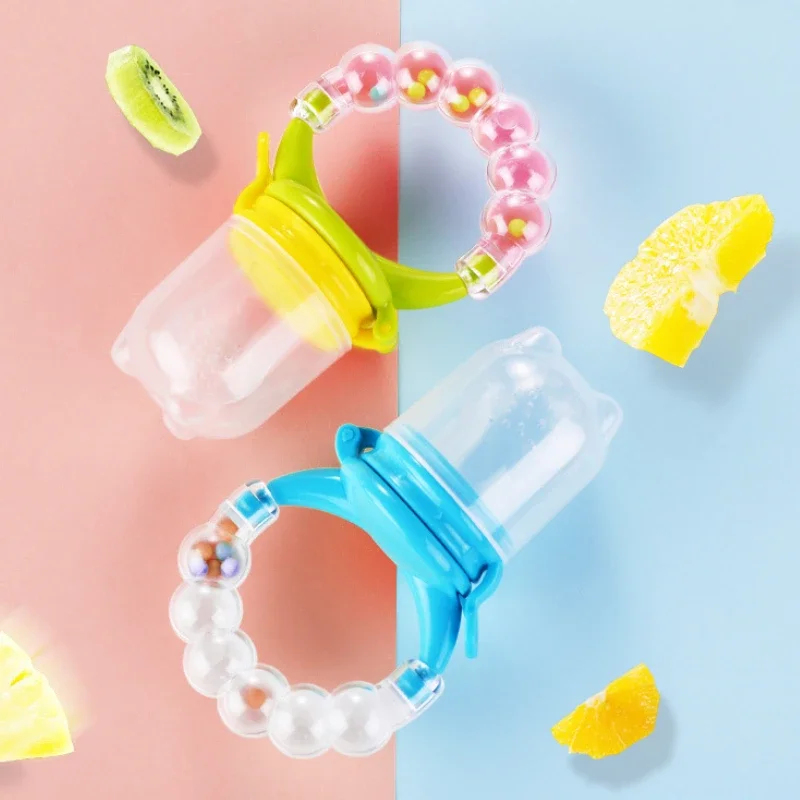 Baby Food Newborn - ช้อนป้อนอาหารเด็กพร้อมกระดิ่ง ที่บีบน้ำผลไม้ จุกนมหลอก ซิลิโคนกัดเล่น ผลไม้ ผัก