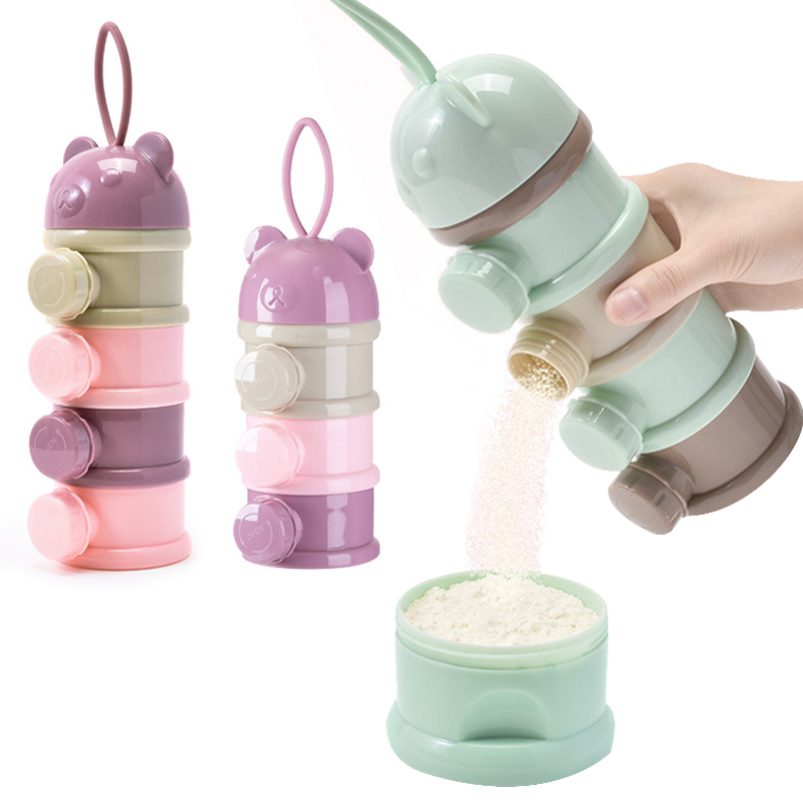 Baby Food Equipment - เก็บสาม/สี่ชั้นภาชนะบรรจุอาหารแบบพกพาผงนมผงกล่องเครื่องจ่ายทนต่อการรั่วไหลเหมาะสําหรับ 1 ถึง 6 ปี