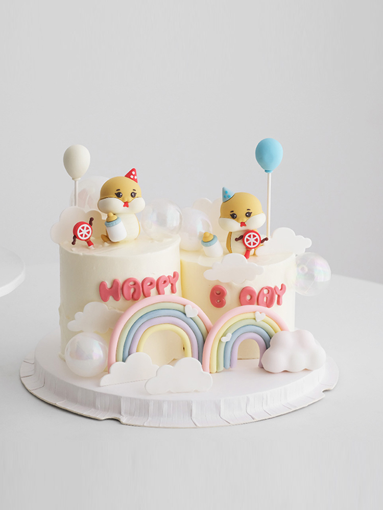 Baby Food Newborn - 2025 งูปีทารกแรกเกิดเค้กวันเกิดตกแต่งเครื่องประดับ Full Moon ร้อยวันขวด Rattle
