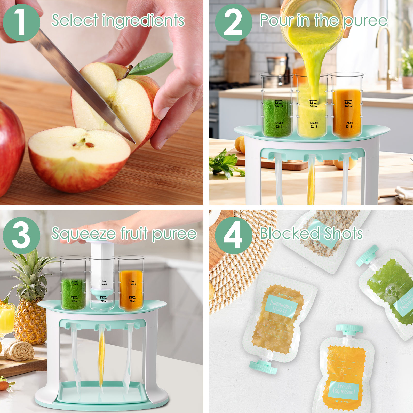 สถานีบีบสําหรับทารกReusableผลไ - Baby Food Pouches 1 Year Old บทวิจารณ์และราคา