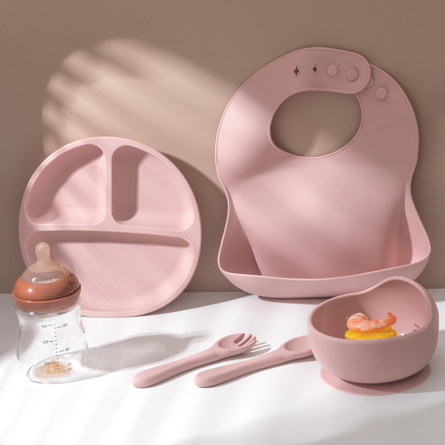 5 ชิ้นเด็กซิลิโคนชุดให้อาหารรอ - Baby Food Equipment บทวิจารณ์และราคา